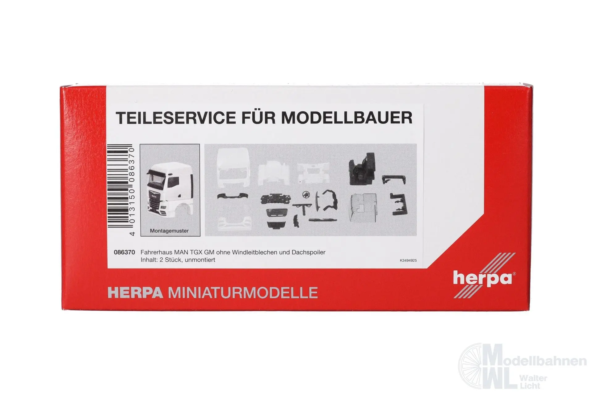 Herpa 086370 - Fahrerhaus MAN TGX GM ohne Windleitbleche weiß 2 St. H0 1:87