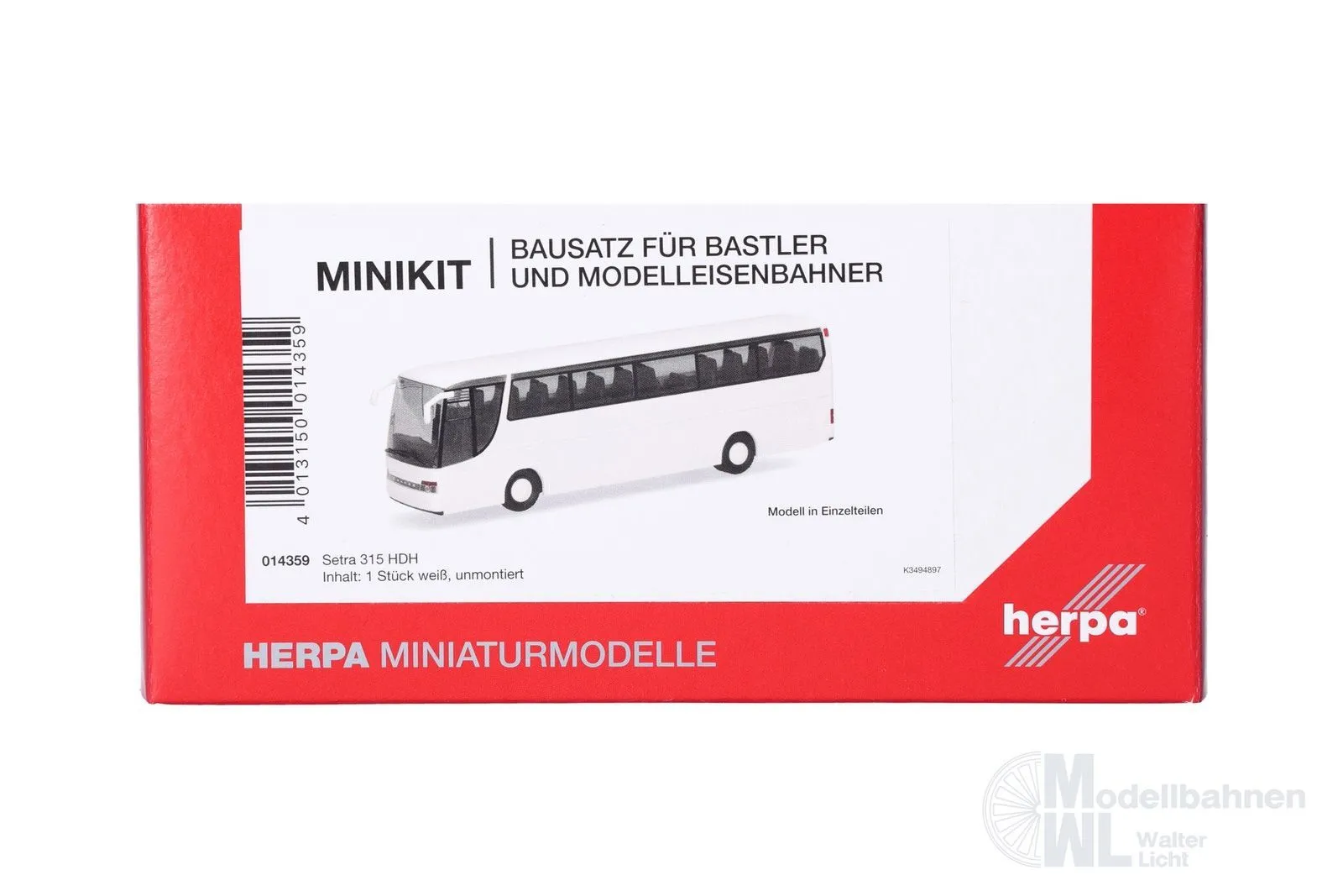 Herpa 014359 - MiKi Setra 315 HDH weiß 1 Stück H0 1:87