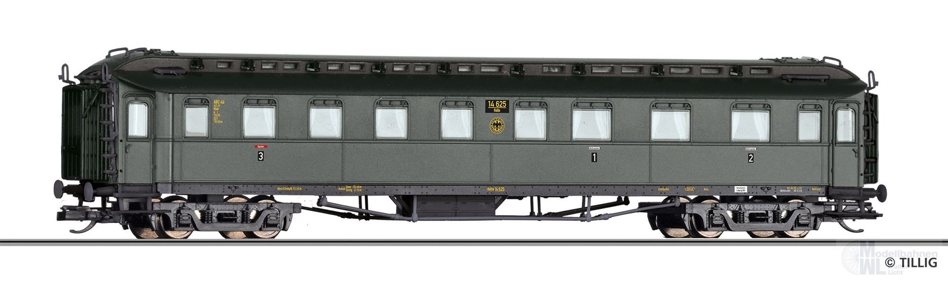 Tillig 12014 - Personenwagen DRG Ep.II 1/2/3 Kl. ABC4ü TT 1:120