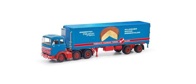 Herpa 87MBS026413 - Mercedes-Benz LPS 2032 Kühlkoffersattelzug Vereinigte Käserei H0 1:87