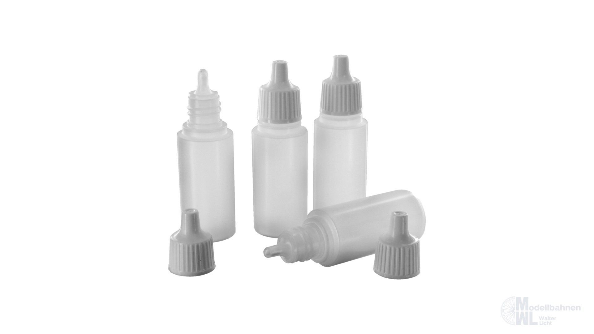 Noch 60100 - Kunststoff-Fläschchen mit Deckel, 4 Stück G/1/0/H0/H0m/H0e/TT/N/Z