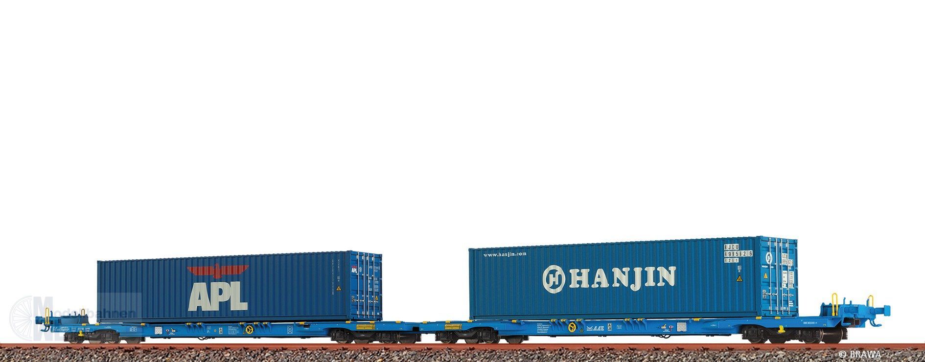 Brawa 48110 - Containertragwagen AAE Ep.VI Sffggmrrss36 APL/HANJIN H0/GL
