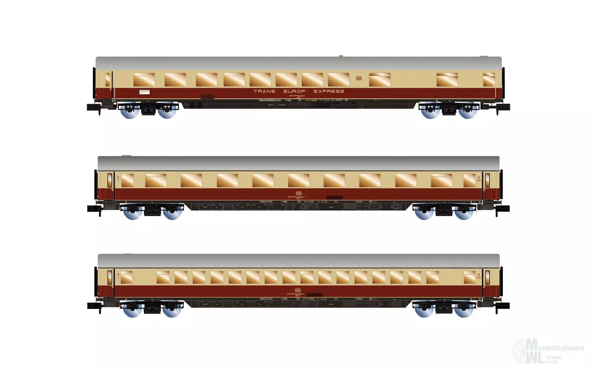 Arnold 4508 - Personenwagen Set AKE Ep.VI 3.tlg. Rheingold Set 2 N 1:160