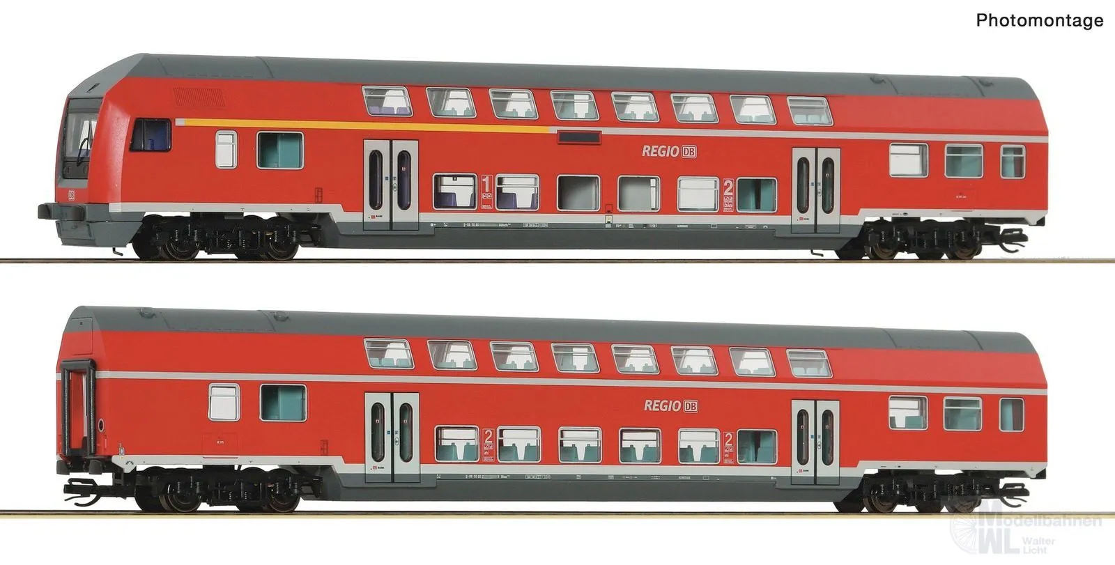 Roco 6290071 - Doppelstockwagen Set DB Ep.V/VI 2.tlg. TT 1:120 Digital