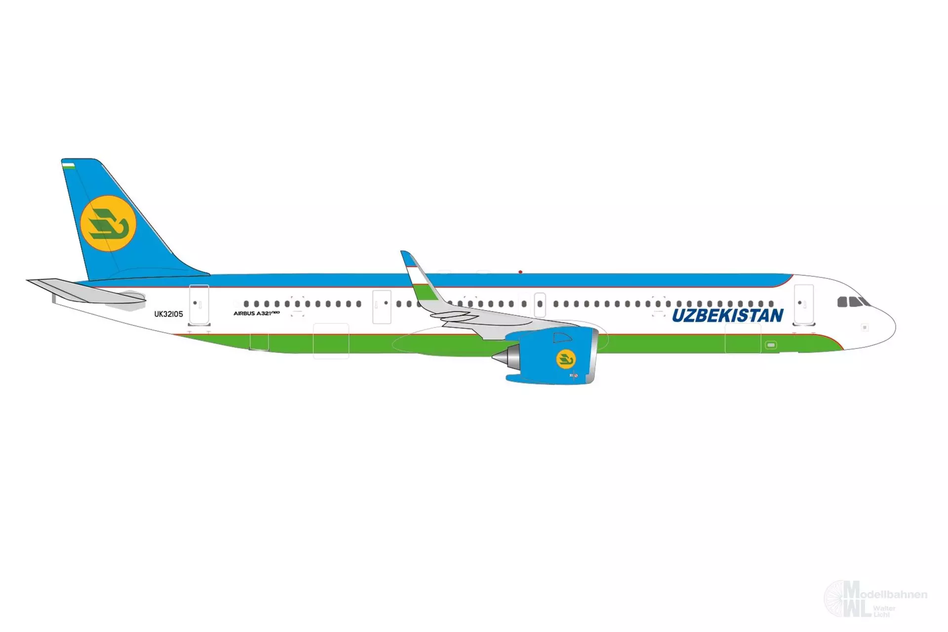 Herpa 539197 - Airbus A321neo Uzbekistan Airways 1:500