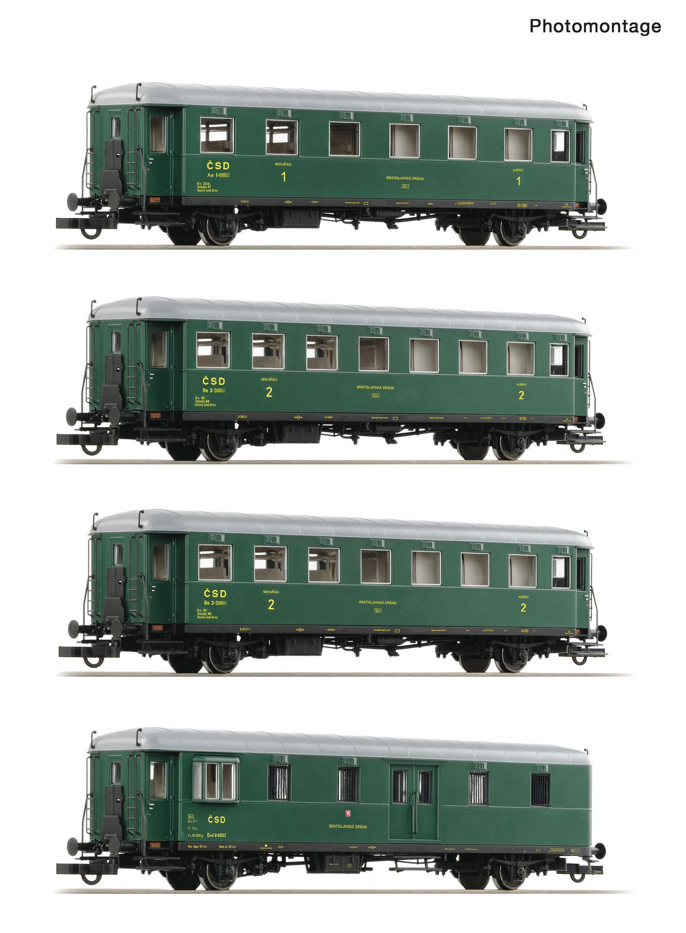Roco 6200282 - Personenwagen Set CSD Ep.III Rybak 4.tlg. H0/GL