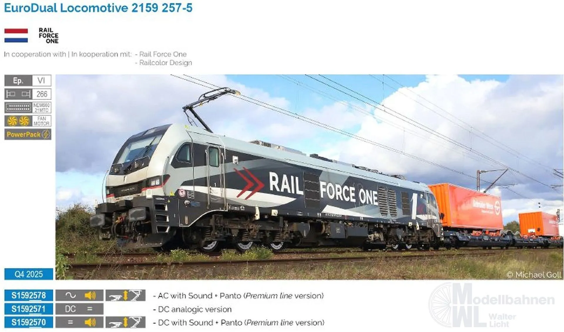 Sudexpress S1592571 - Zweikraftlok BR 2159 257-5 EuroDual Rail Force One Ep.VI H0/GL