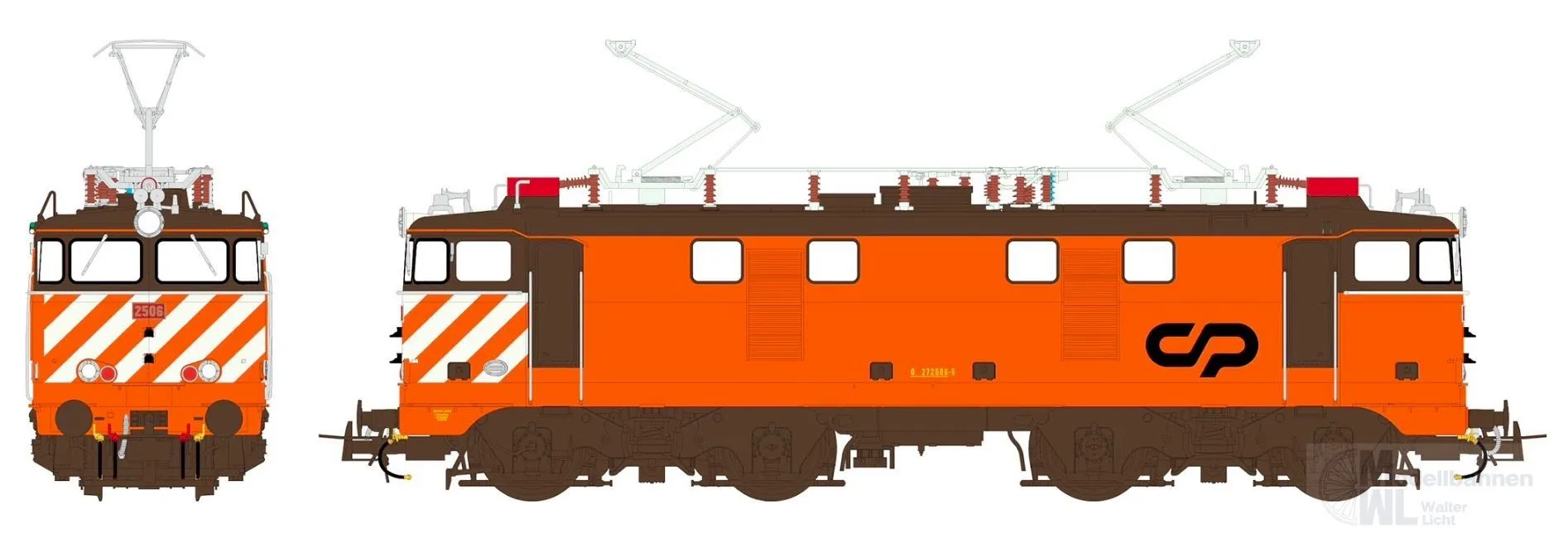 Sudexpress S250626 - E-Lok BR 2506 CP 2506 Ep.V Laranja Anos 2000 (c/ UM) H0/GL