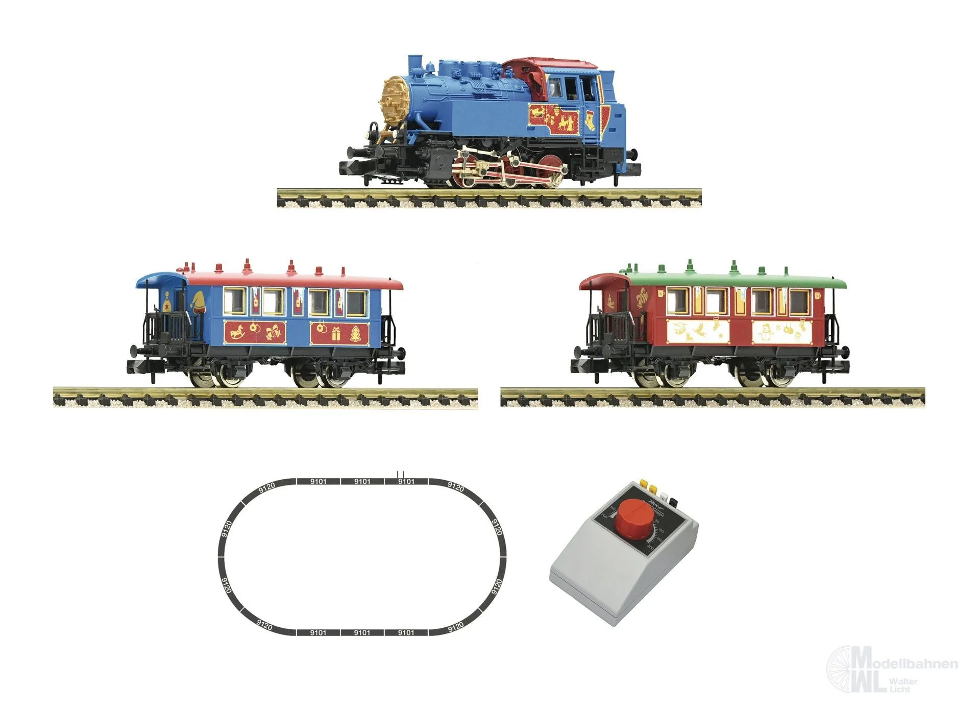 Fleischmann 5160007 - Analog Startset Weihnachtszug Dampflok BR 80+Personenwagen N 1:160