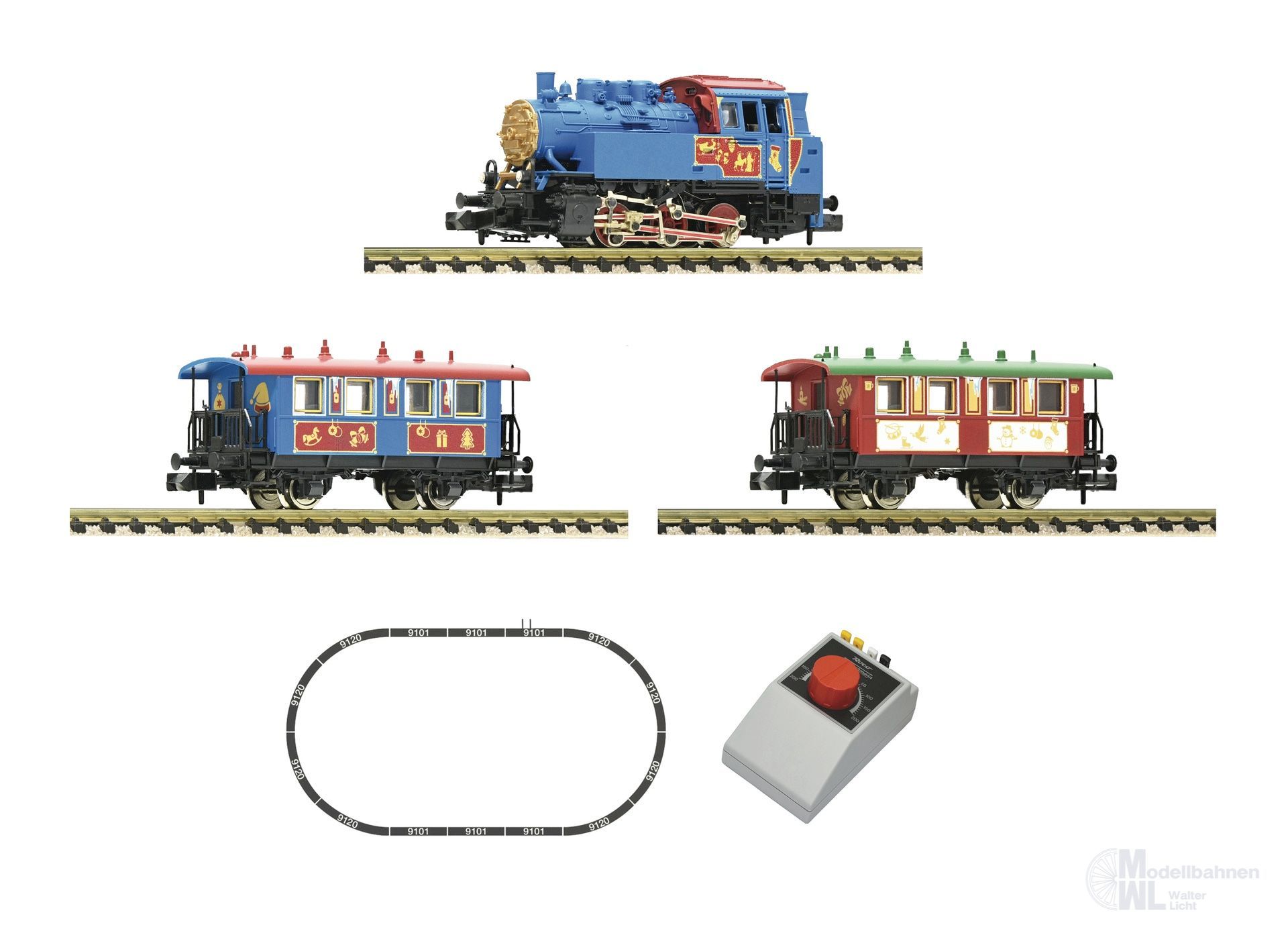 Fleischmann 5160007 - Analog Startset Weihnachtszug Dampflok BR 80+Personenwagen N 1:160