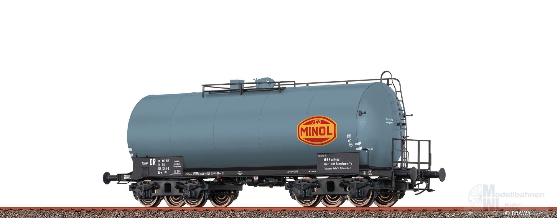 Brawa 67726 - Leichtbaukesselwagen DR Ep.IV ZZw Minol N 1:160 Brawa 67726 - Leichtbaukesselwagen DR Ep.IV ZZw Minol N 1:160