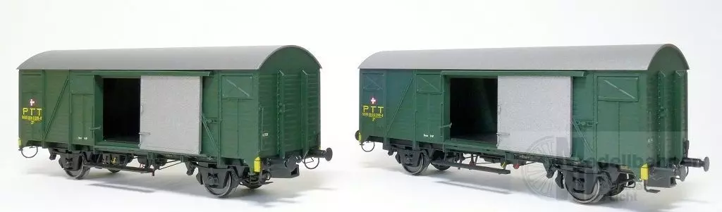 Exact Train 20947 - Güterwagen Set SBB Ep.IV 2.tlg. PTT grün Zk H0/GL