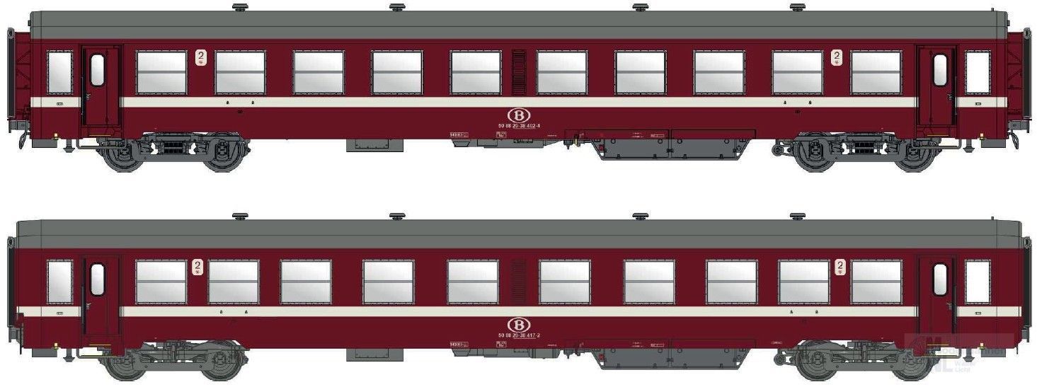 LS Models MW40041 - Personenwagen Set SNCB Ep.V K4 B 2.Kl. 2.tlg. H0/GL