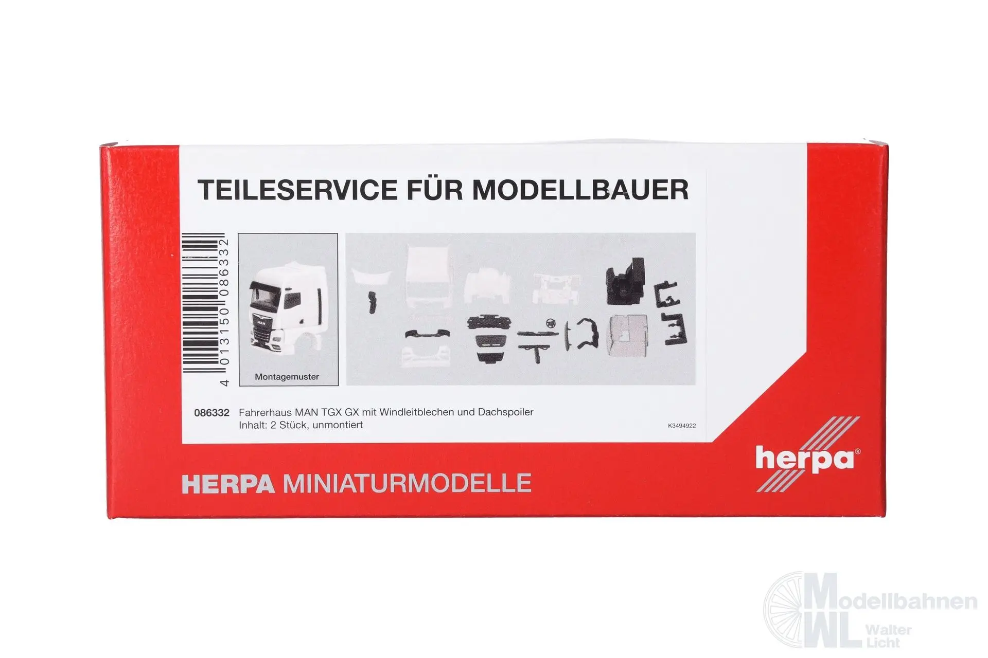 Herpa 086332 - Fahrerhaus MAN TGX GX Windleitblechen Spiegelkamera weiß 2 St. H0 1:87