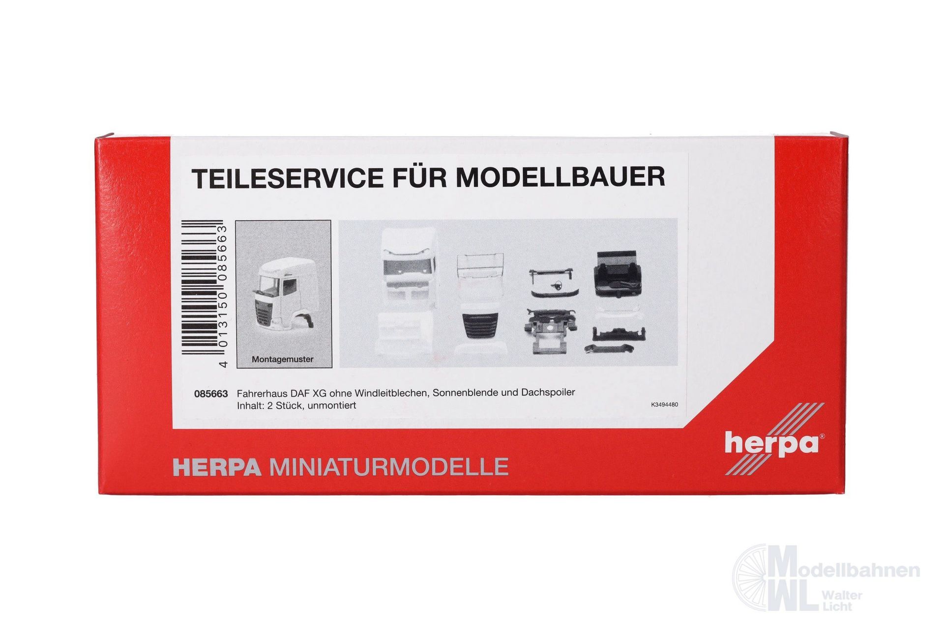 Herpa 085663 - Teileservice Fahrerhaus DAF XG ohne Windleitbleche Dachspoiler H0 1:87
