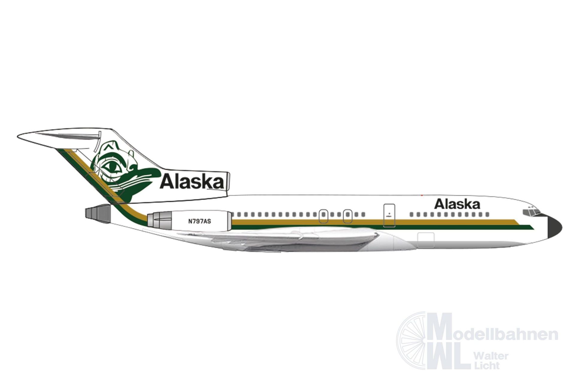 Herpa 537292 - Boeing 727-100 Alaska Totem Pole 1:500