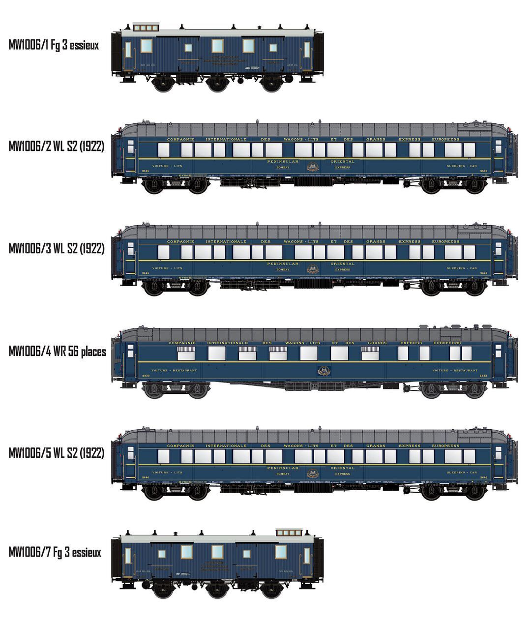 LS Models MW1006 - PersonenwagenSet  CIWL EP.II Bombay Express IB 6.tlg. H0/GL