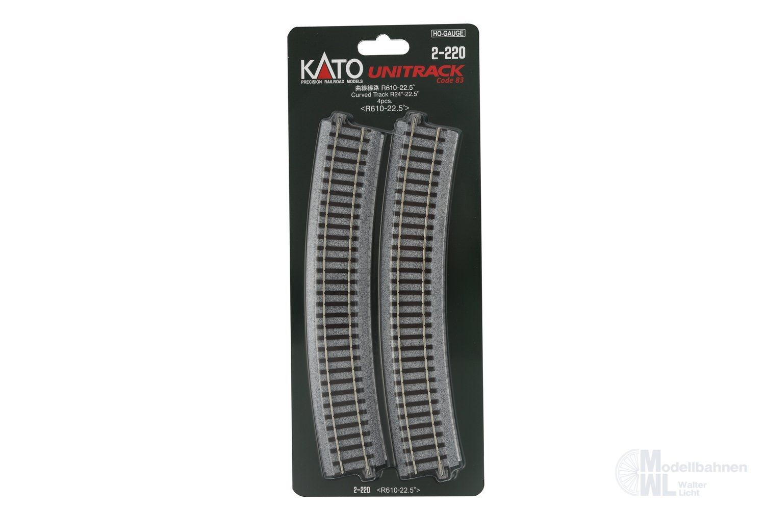 Kato 2-220 - Gleis gebogen R610mm 22,5° H0 1:87