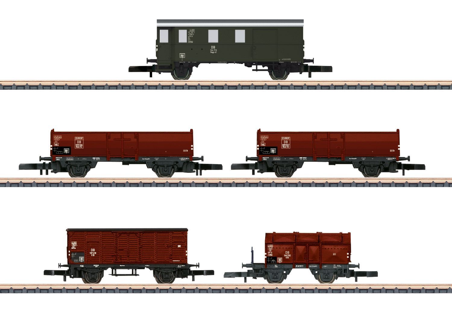 Märklin 86070 - Güterwagen Set DB Ep.III 5.tlg. mit Pwgs 41 Z 1:220