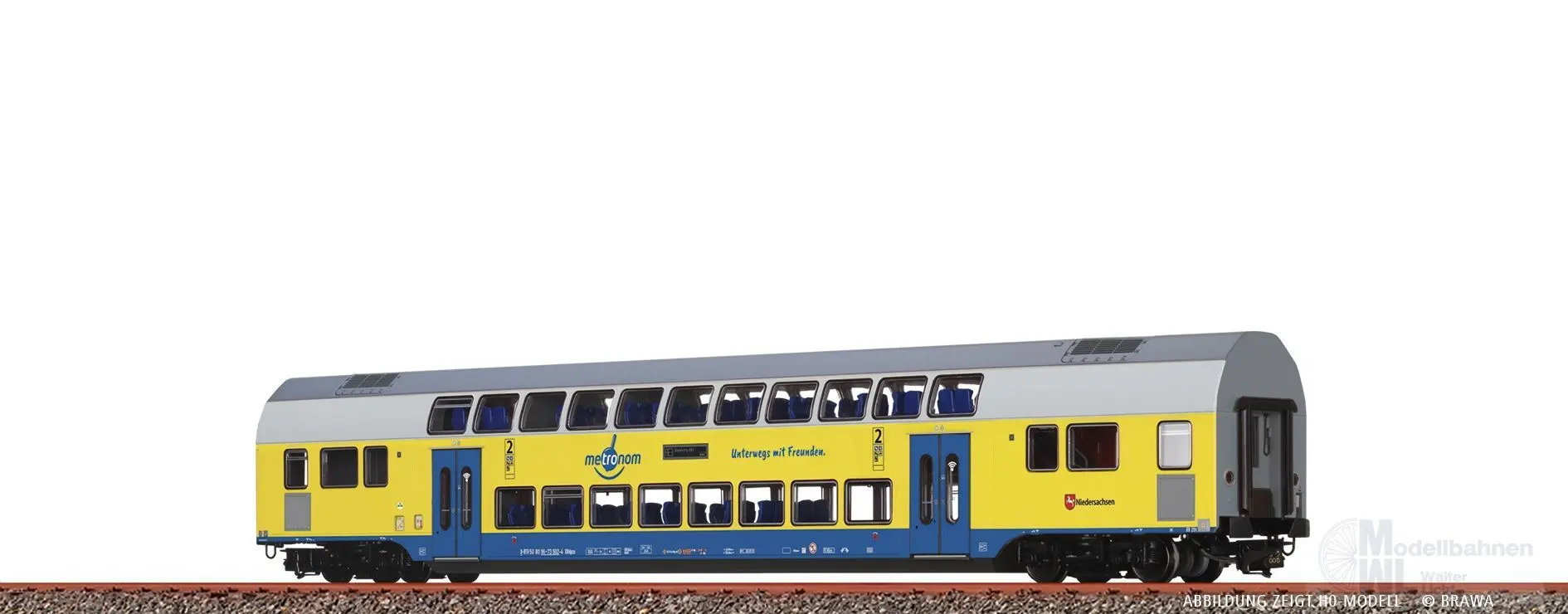 Brawa 64547 - Doppelstock-Mittelwagen 2. Kl. Metronom (RE 3 Hamburg Hbf) N 1:160