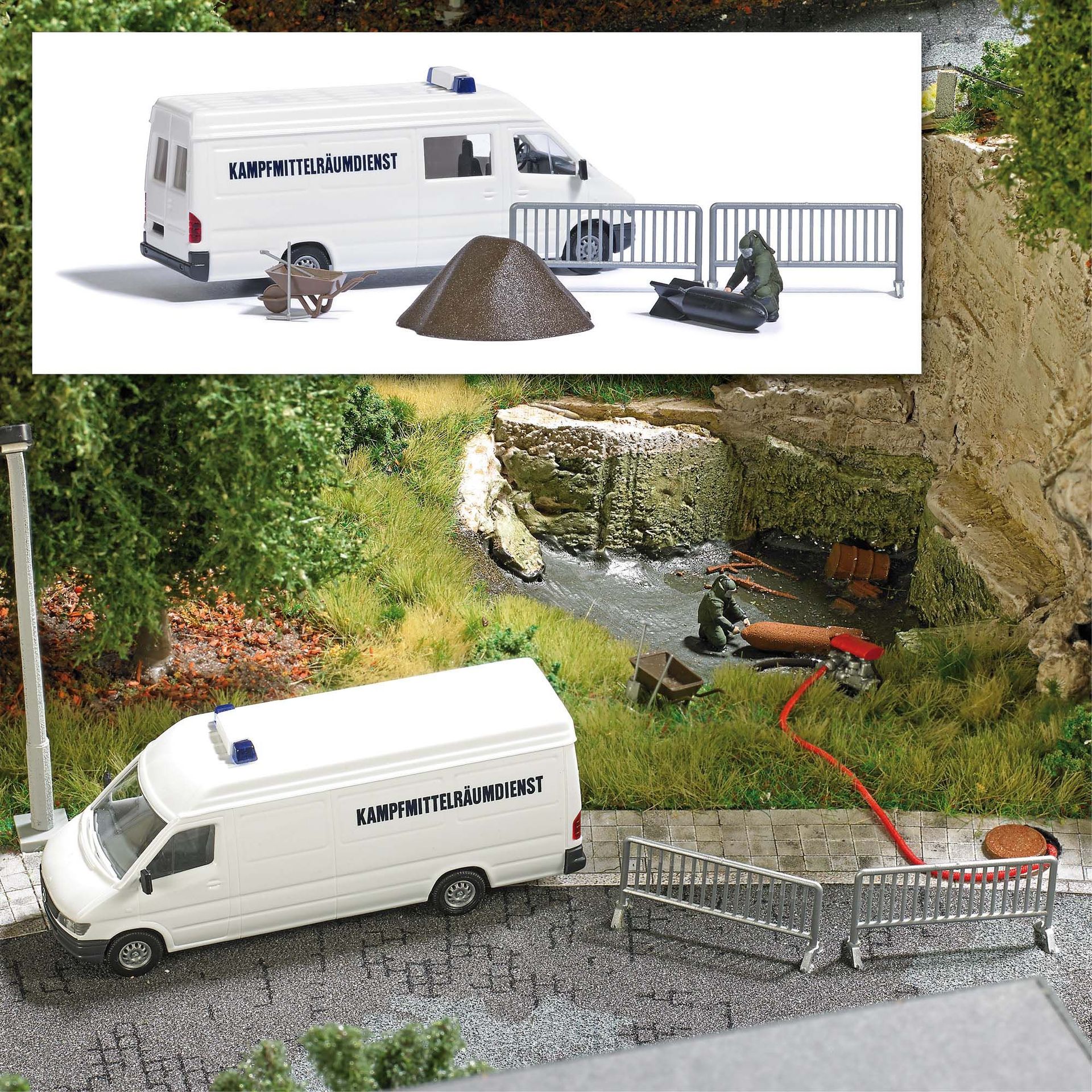 Busch 7954 - A-Set: Bombenentschärfung H0 1:87 Busch 7954 - A-Set: Bombenentschärfung H0 1:87