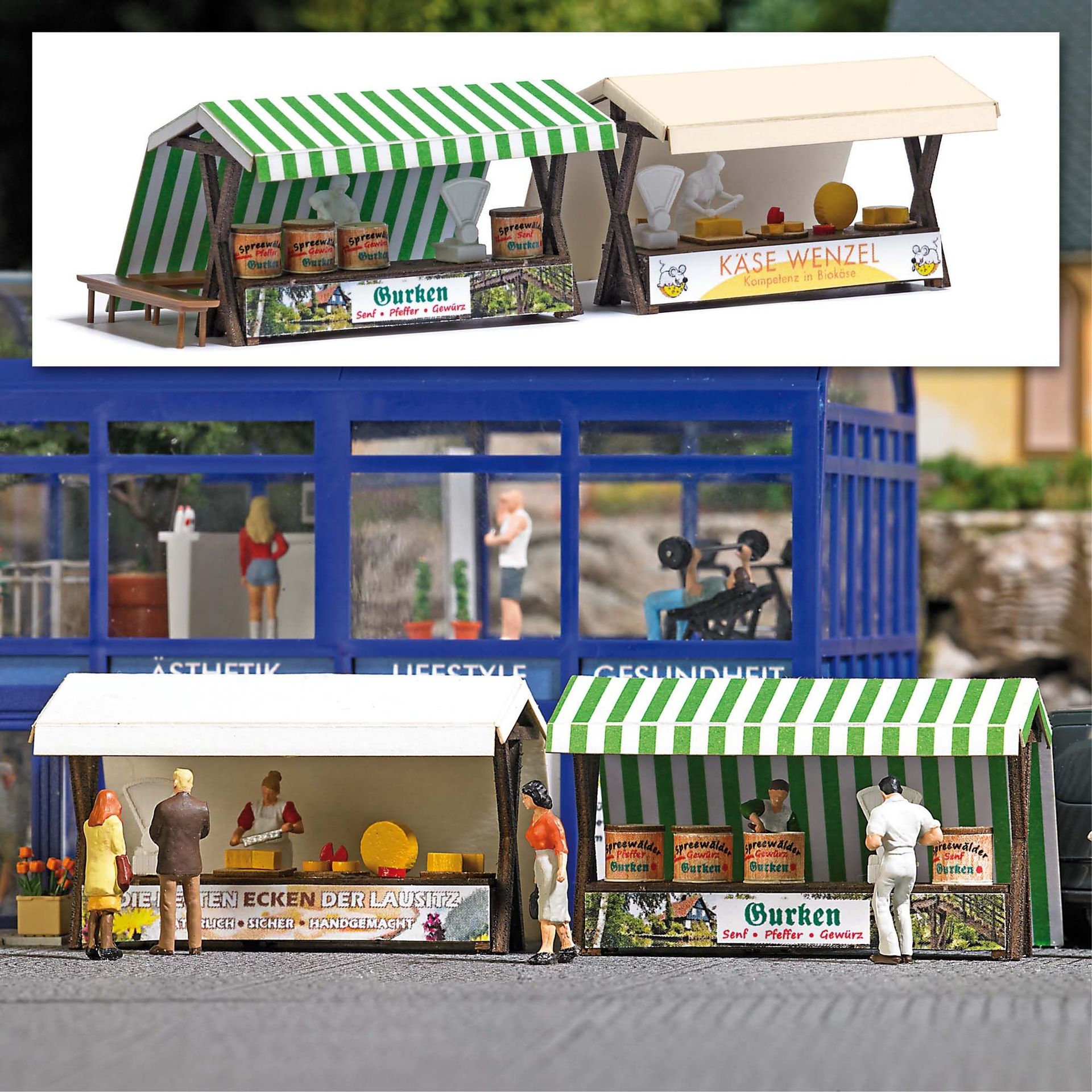 Busch 1822 - Marktstände Gurken/Käse H0 1:87 Busch 1822 - Marktstände Gurken/Käse H0 1:87
