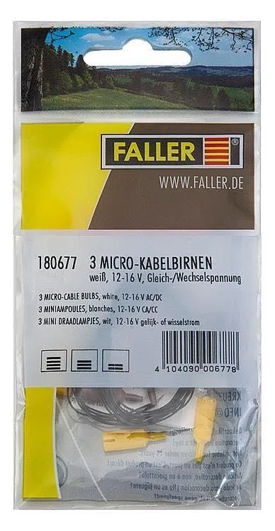 Faller 180677 - 3 Micro-Kabelbirnen Weiss H0 1:87