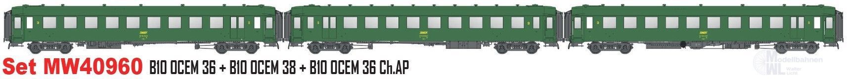 LS Models MW40960 - Personenwagen Set SNCF Ep.IVa OCEM H0/GL