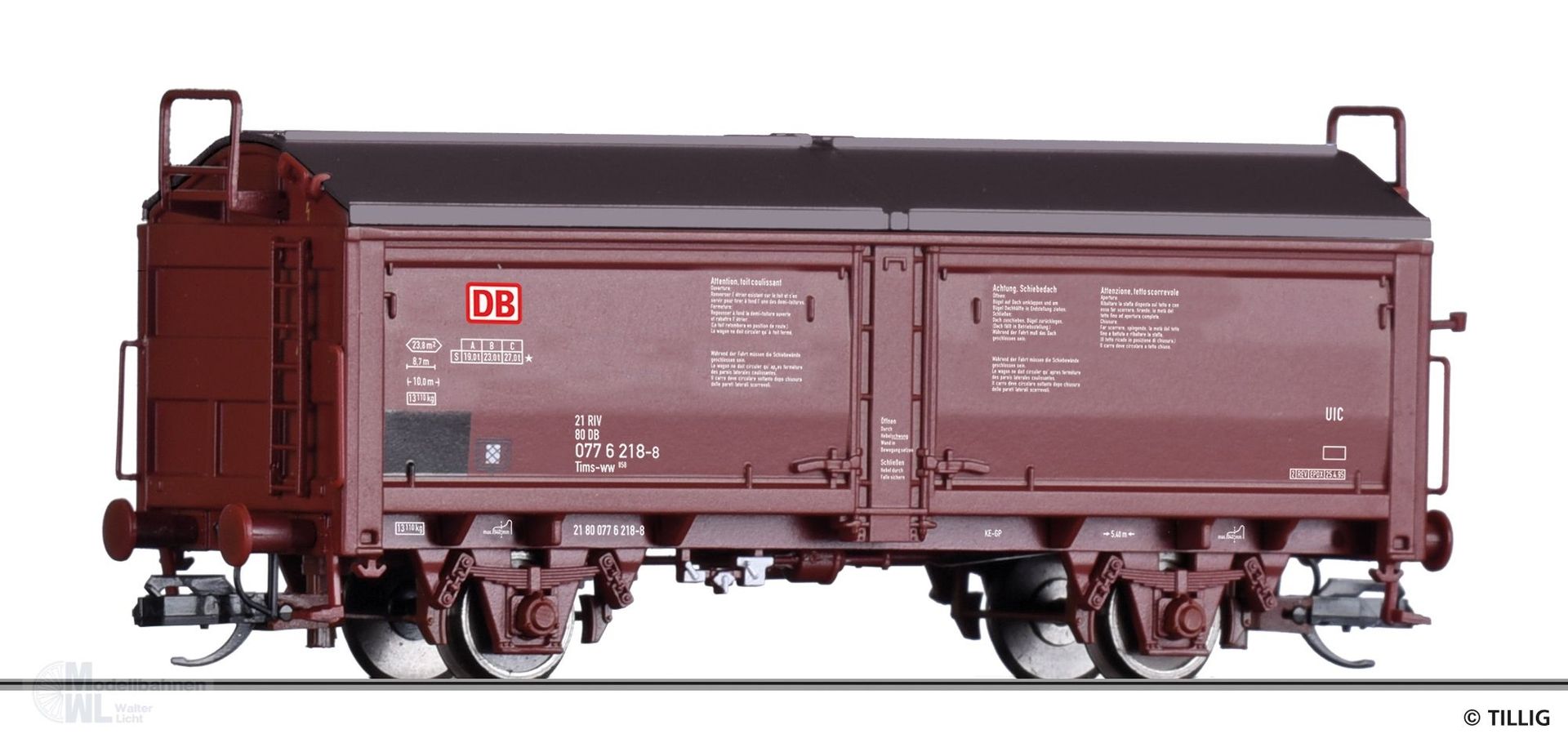 Tillig 17656 - Schiebedach-/Schiebewandwagen DB Ep.V Tms 858 TT 1:120