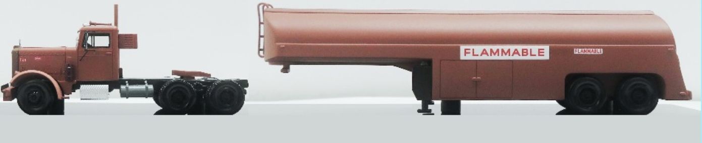 NPE NA99166 - Peterbilt 281 Confidential Tankauflieger Flammable ungealtert - H0 1:87