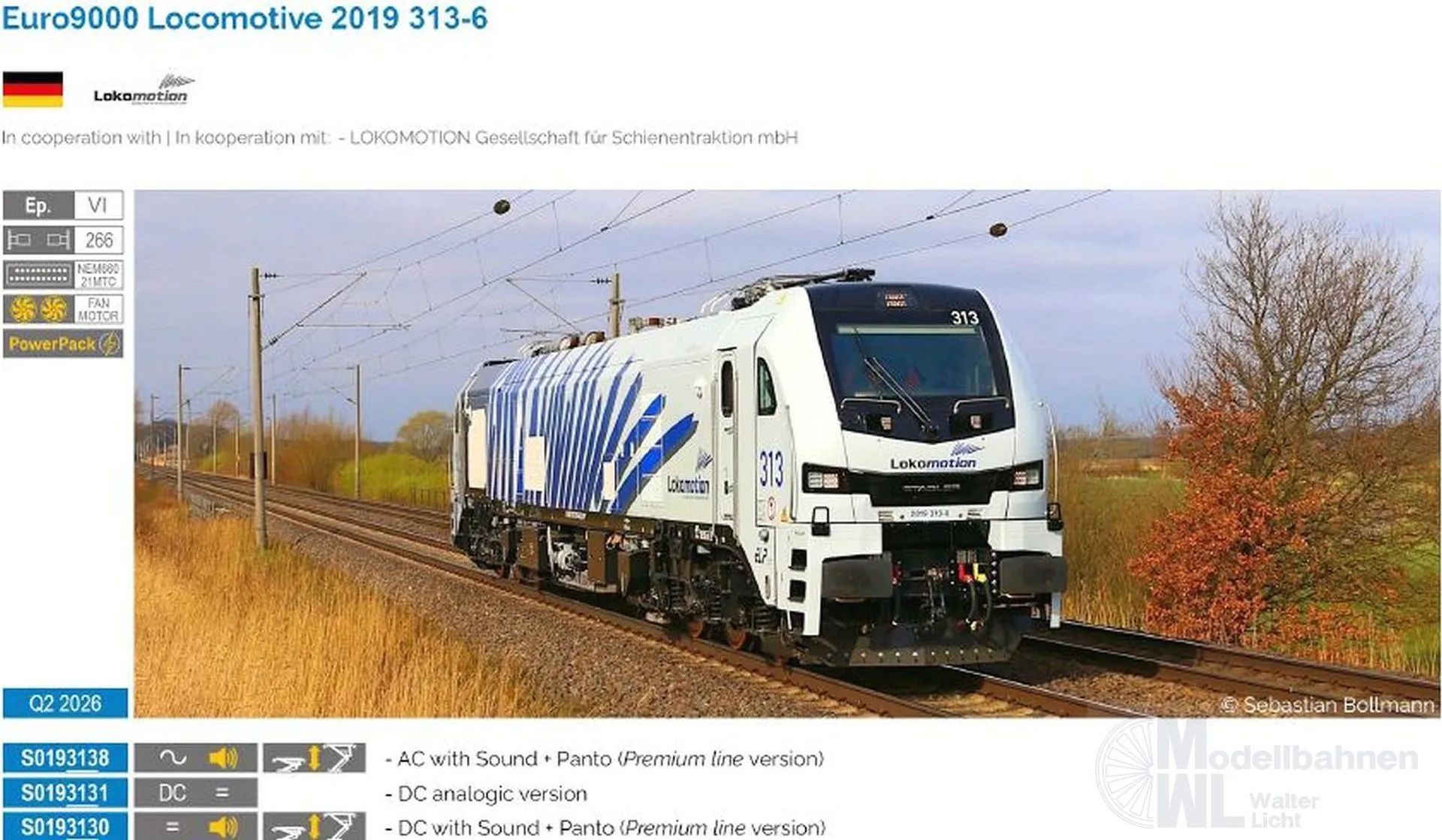 Sudexpress S0193131 - Zweikraftlok BR 2019 313-6 Euro 9000 Lokomotion Ep.VI H0/GL