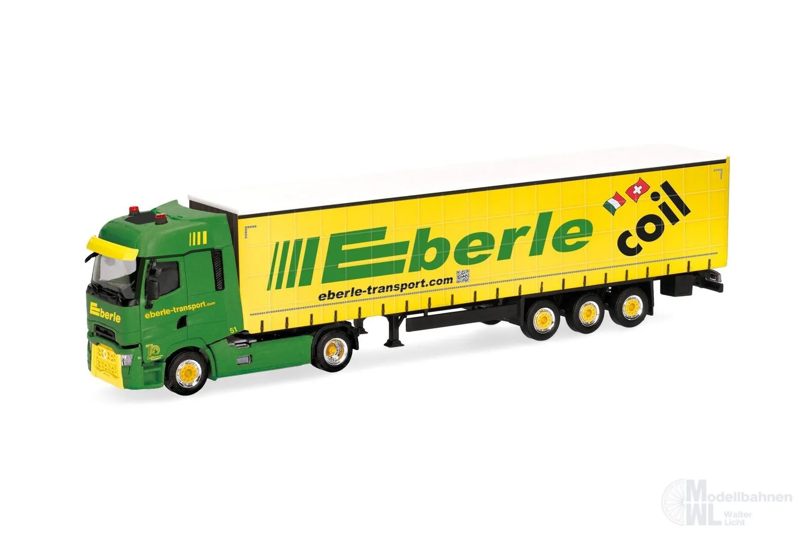 Herpa 322393 - Renault T facelift Gardinenplanen Sattelzug Eberle Transport AG H0 1:87