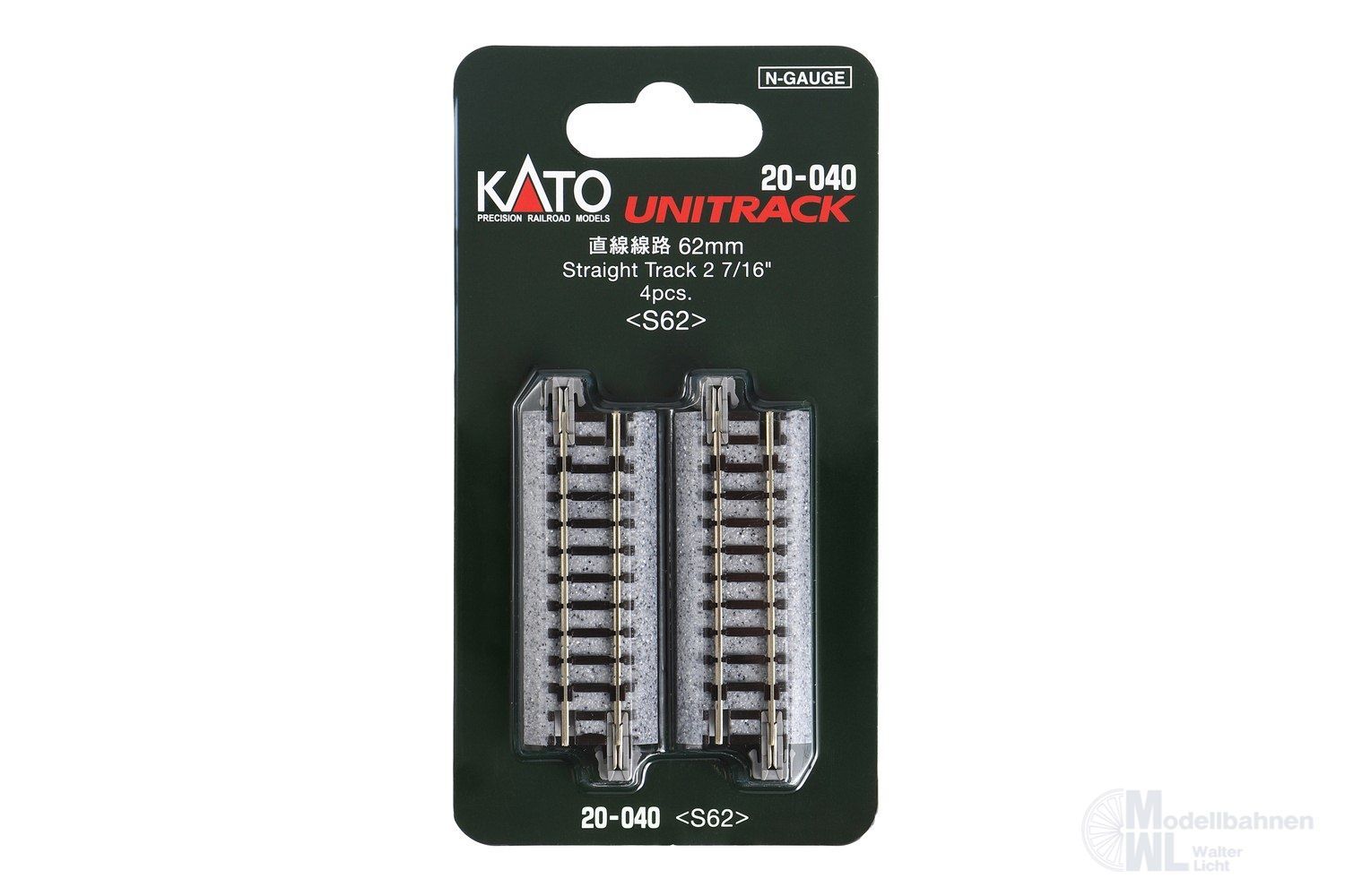 Kato 20-040 - Gleis gerade 62mm 4 Stück N 1:160 Kato 20-040 - Gleis gerade 62mm 4 Stück N 1:160