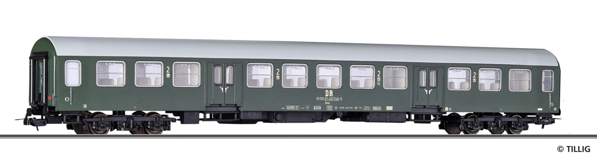 Tillig 74945 - Personenwagen DR Ep.IV 2.Kl. Bmh Bauart Halberstadt H0/GL