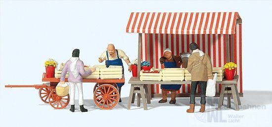 Preiser 10053 - Obst- und Gemüsestände Fertigmodell H0 1:87