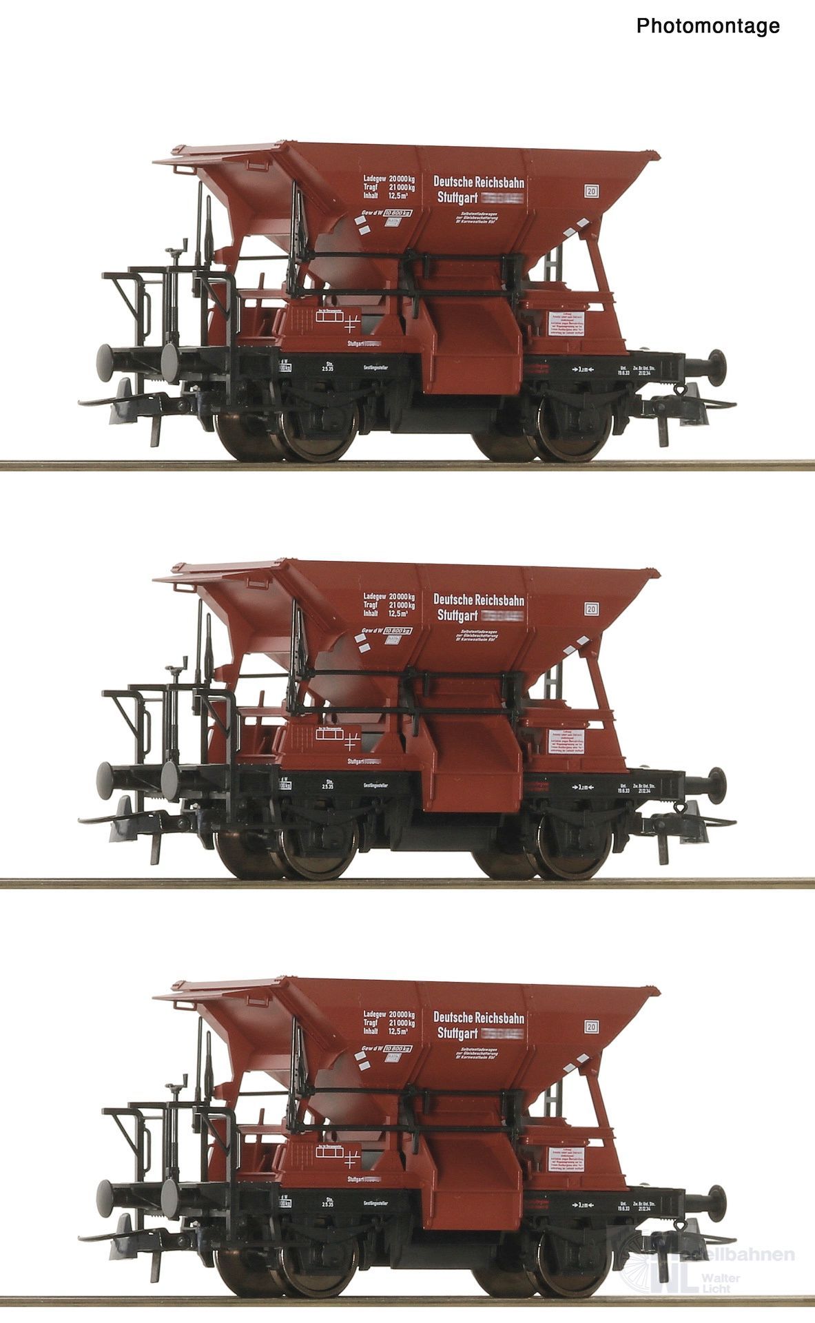 Roco 6600265 - Schotterwagen Set DRG Ep.II 3.tlg. Talbot H0/GL