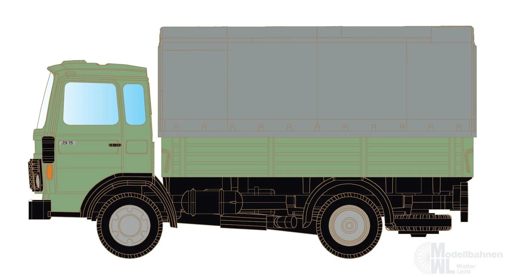 Lemke Minis 4860 - Renault JK75 mit Pritsche/Plane neutral N 1:160