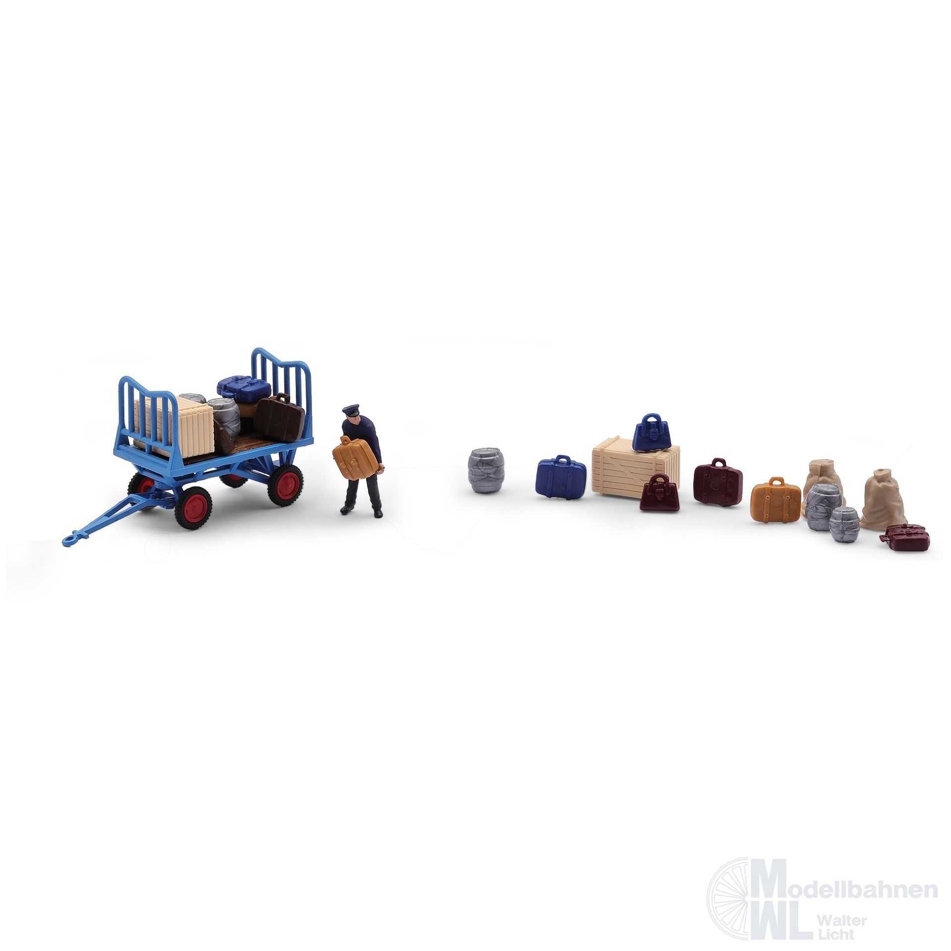 Busch 79910 - Action Set: Bahnsteigkarre beladen H0 1:87 Busch 79910 - Action Set: Bahnsteigkarre beladen H0 1:87