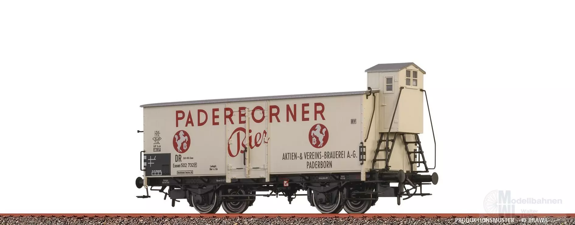Brawa 51259 - Bierwagen DR Brit-Us-Zone Ep.III Paderborner Bier H0/GL