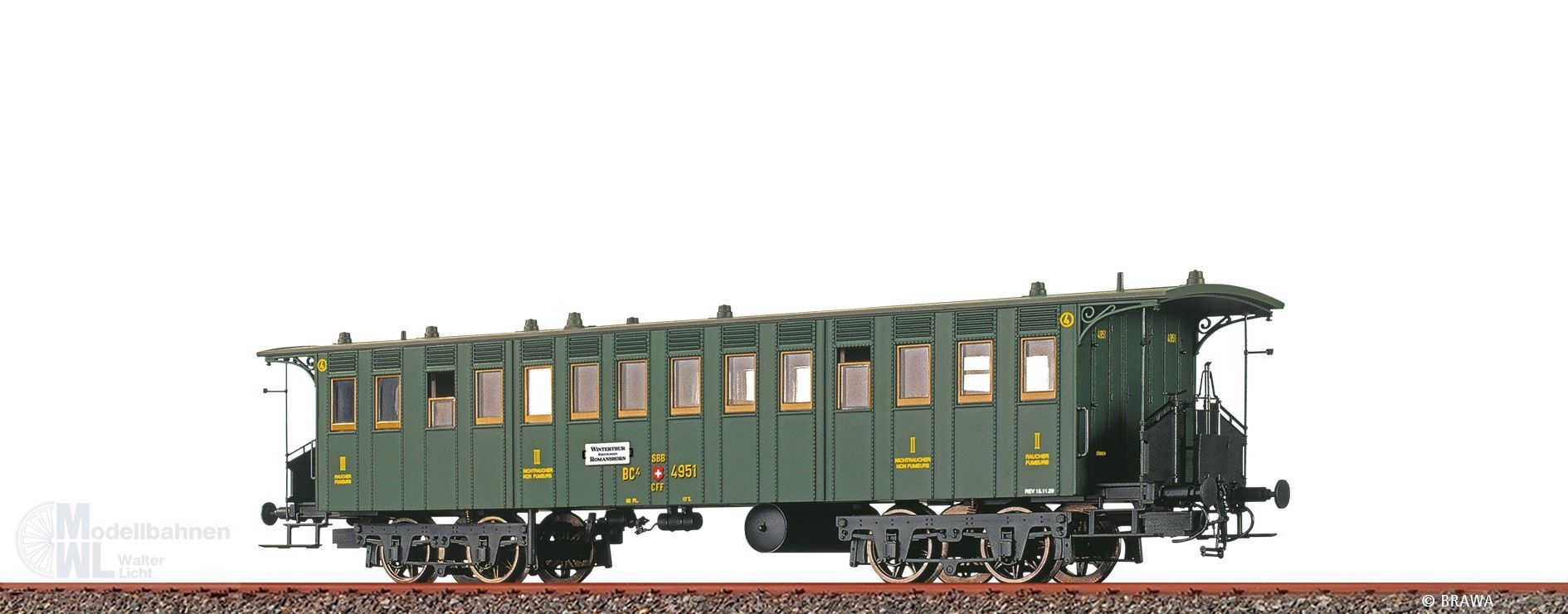 Brawa 45713 - Personenwagen SBB Ep.II BC4 4951 H0/GL Brawa 45713 - Personenwagen SBB Ep.II BC4 4951 H0/GL
