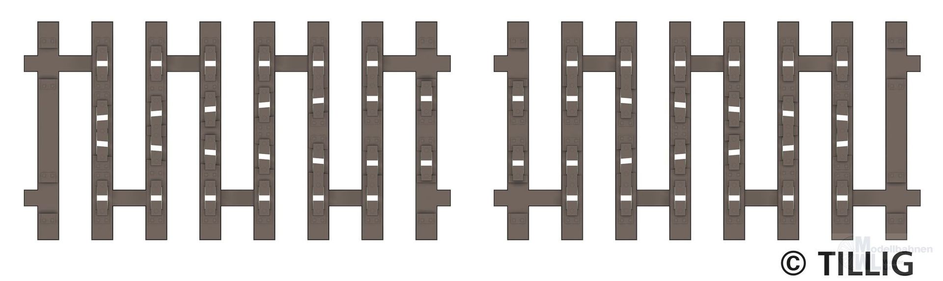 Tillig 83191 - Flex-Schwellenband Zwangsgleis (beidseitig) 2 x 41,5mm Endstück TT 1:120