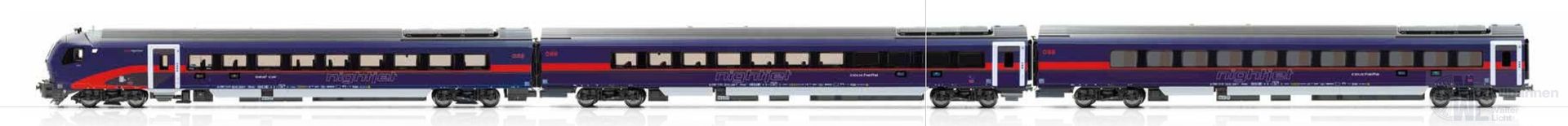 Jägerndorfer Modellbahn 72312 - Nachtzugwagen Set DANI ÖBB Nightjet Ep.VI 3.tlg. H0/GL HighEnd Sound