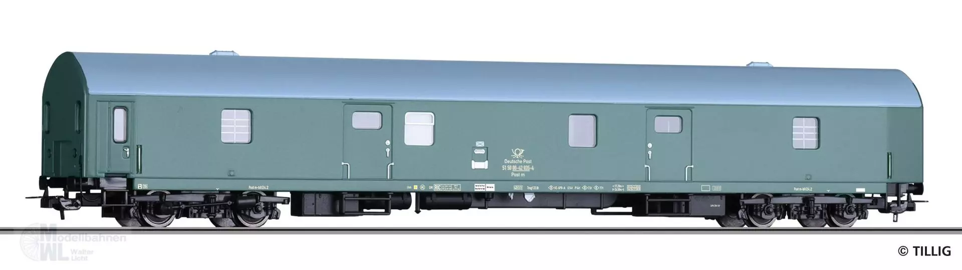 Tillig 75010 - Bahnpostwagen Post m-bll/24,2 Deutsche Post Ep.IV H0/GL