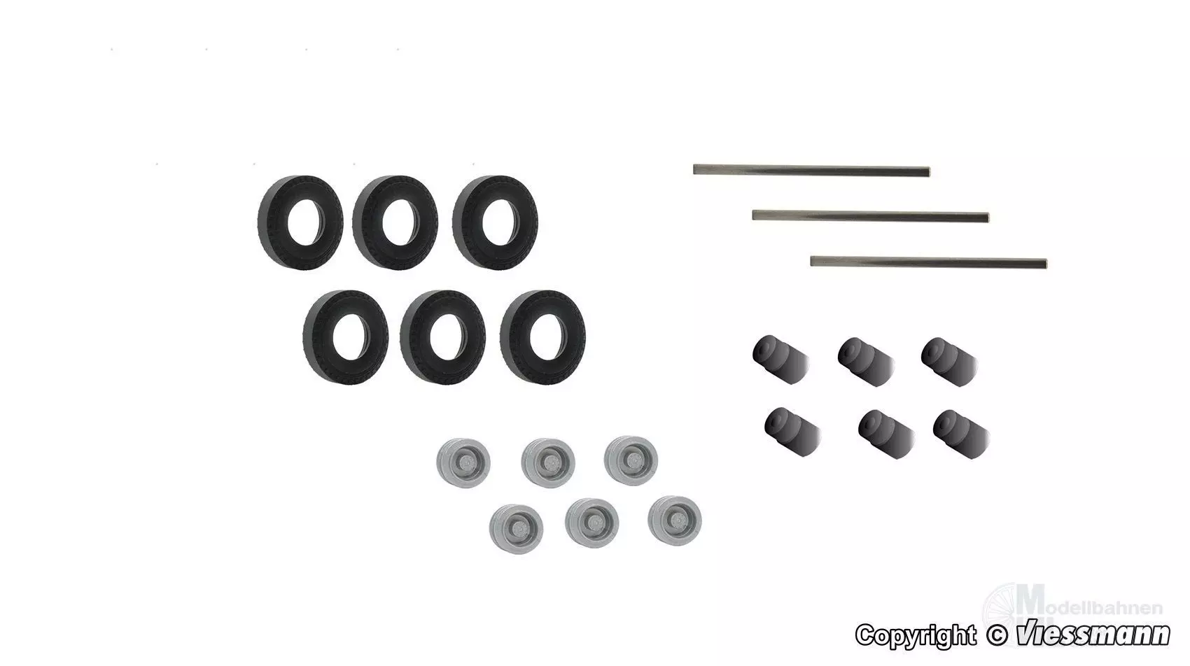 Viessmann 8422 - CarMotion Nachrüst-Set für kibri Anhänger und Auflieger Einfachbereifung H0 1:87