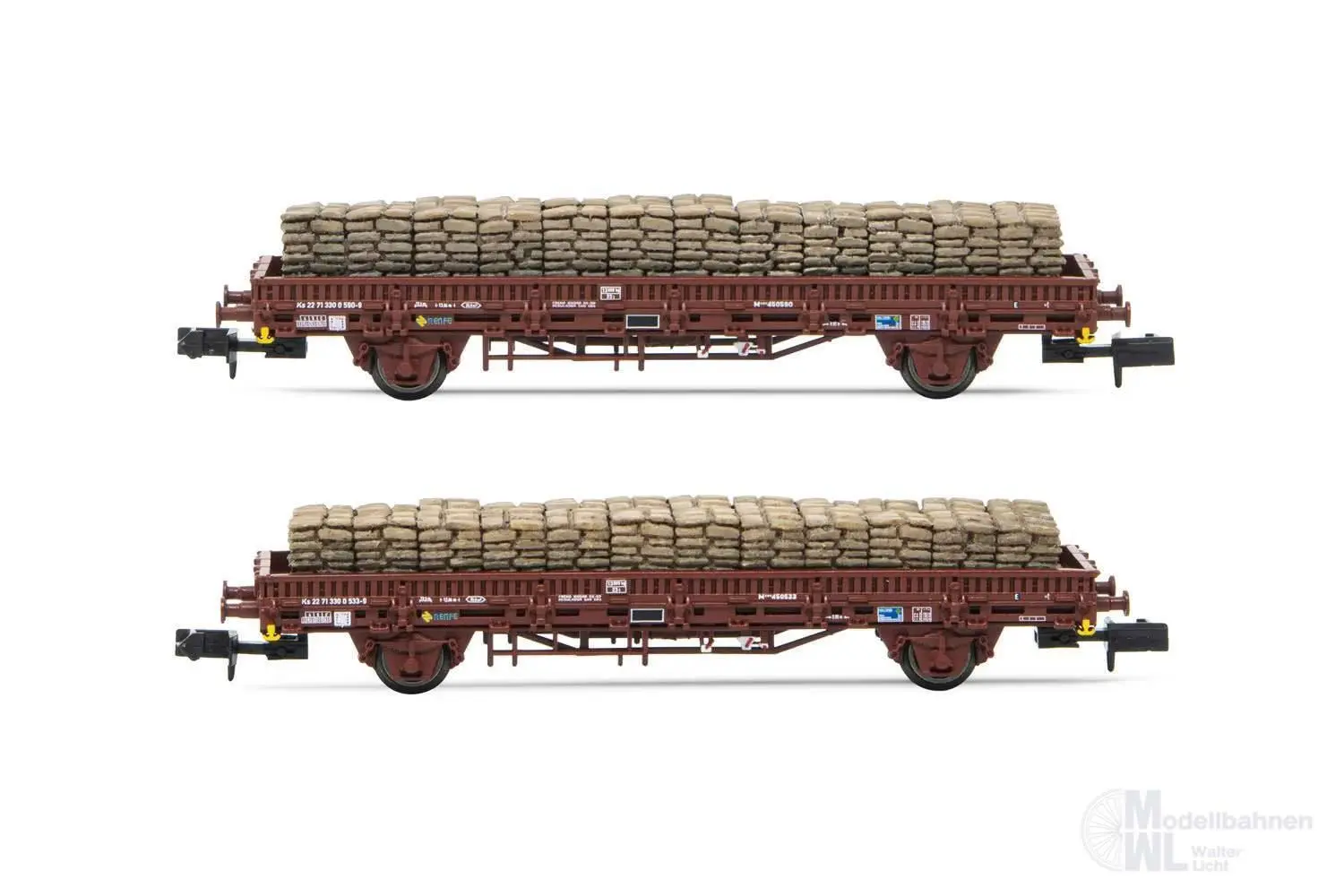 Arnold 6581 - Flachwagen Set RENFE Ep.IV 2.tlg. N 1:160