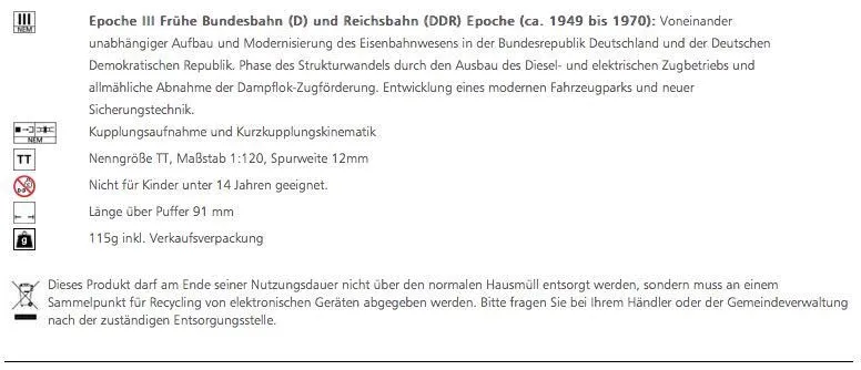 Tillig 95291 - Schienenreinigungswagen DR Ep.III TT 1:120