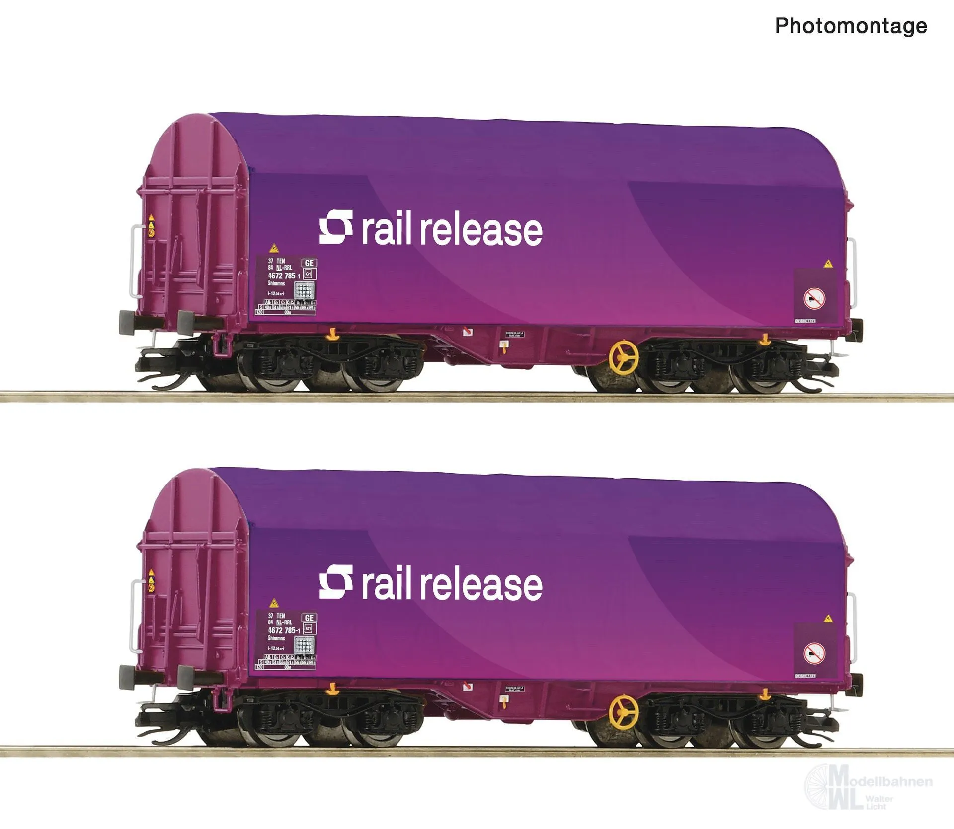 Roco 6680024 - Schiebeplanenwagen Set Rail Release Ep.VI 2.tlg. TT 1:120