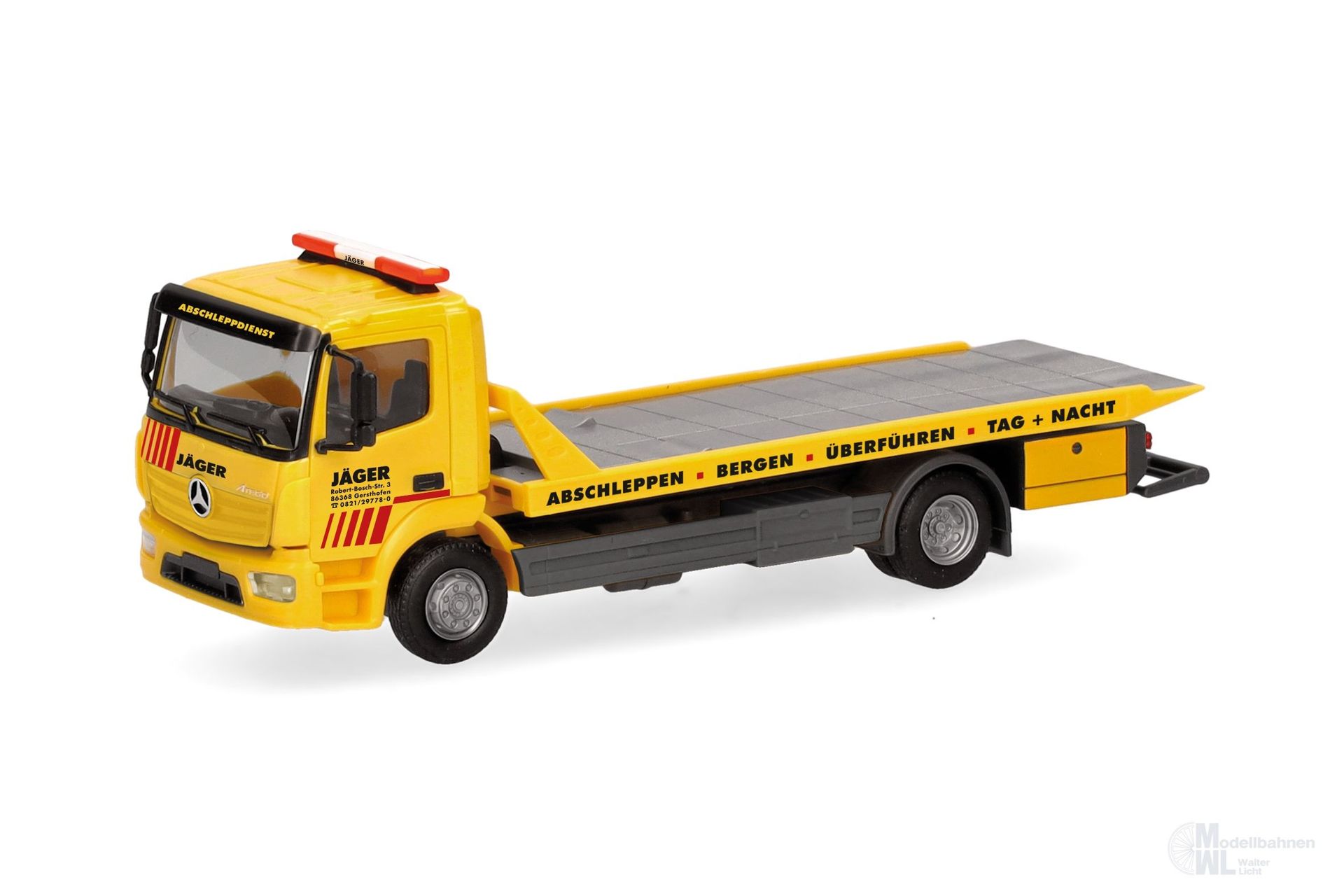 Herpa 319843 - Mercedes-Benz Atego 13 Plattform Abschlepp-Lkw H0 1:87