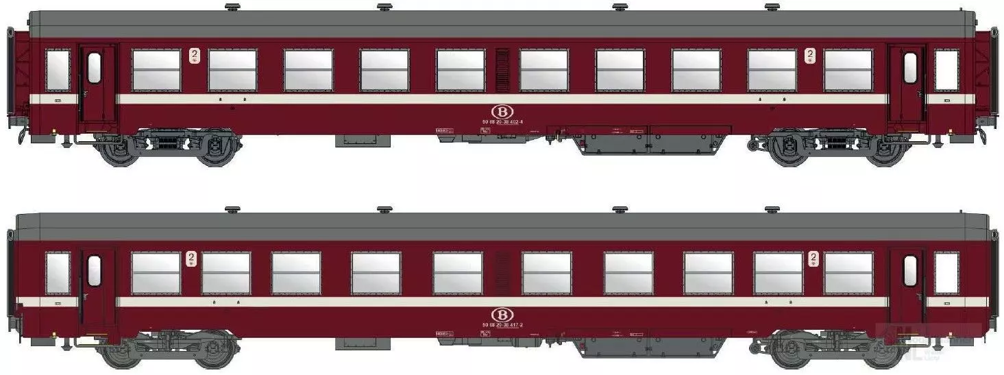 LS Models MW40041 - Personenwagen Set SNCB Ep.V K4 B 2.Kl. 2.tlg. H0/GL