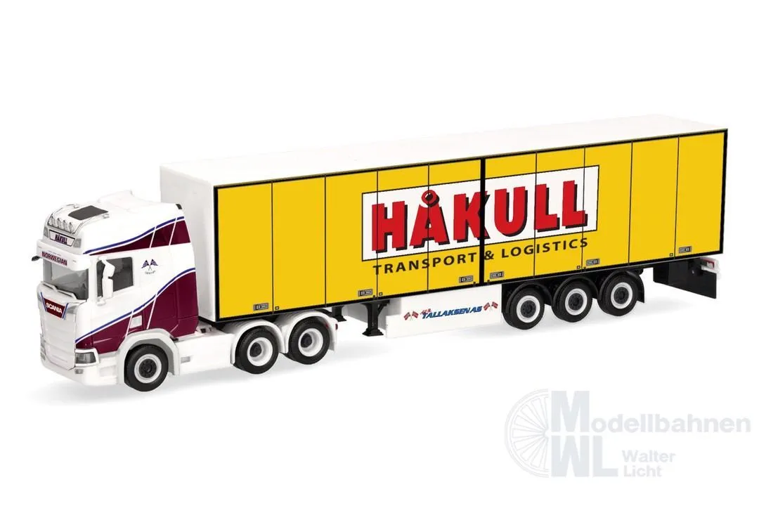 Herpa 322096 - Scania CR 20 Hochdach 6x4 Koffer-Sattelzug Hakull (N) H0 1:87